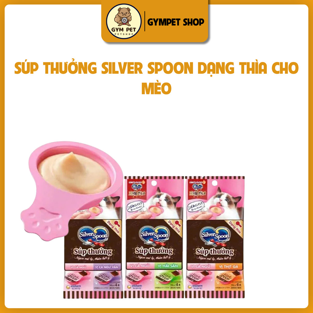 [GÓI 4 THÌA] Súp Thưởng Dạng Thìa Silver Spoon, Súp Thưởng Thơm Ngon, Bổ Dưỡng Cho Mèo - Gympet