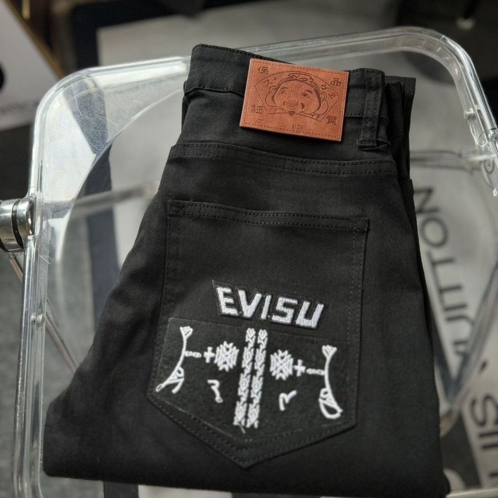 Quần jean thêu nam EVISU2163 dáng slim-fit phong cách mới