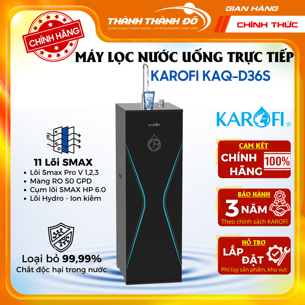 [Có lắp toàn quốc ] KAQ-D36S - Máy Lọc Nước Karofi KAQ-D36S - 1 vòi nước 1 chế độ - Màng RO Mỹ