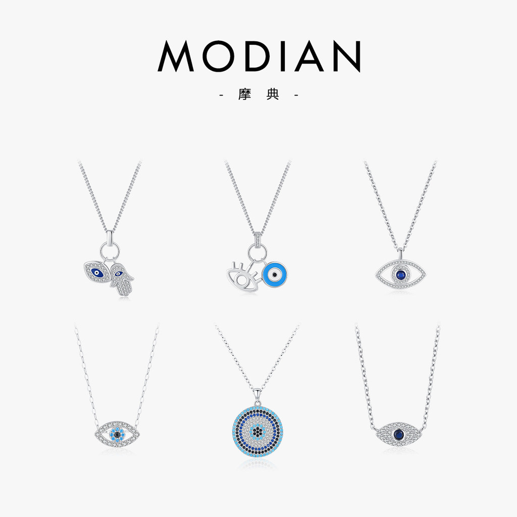S925Pure Silver Devil's Eye Clavicle Chain for Women with Turquoise Blue Eye Necklace Set