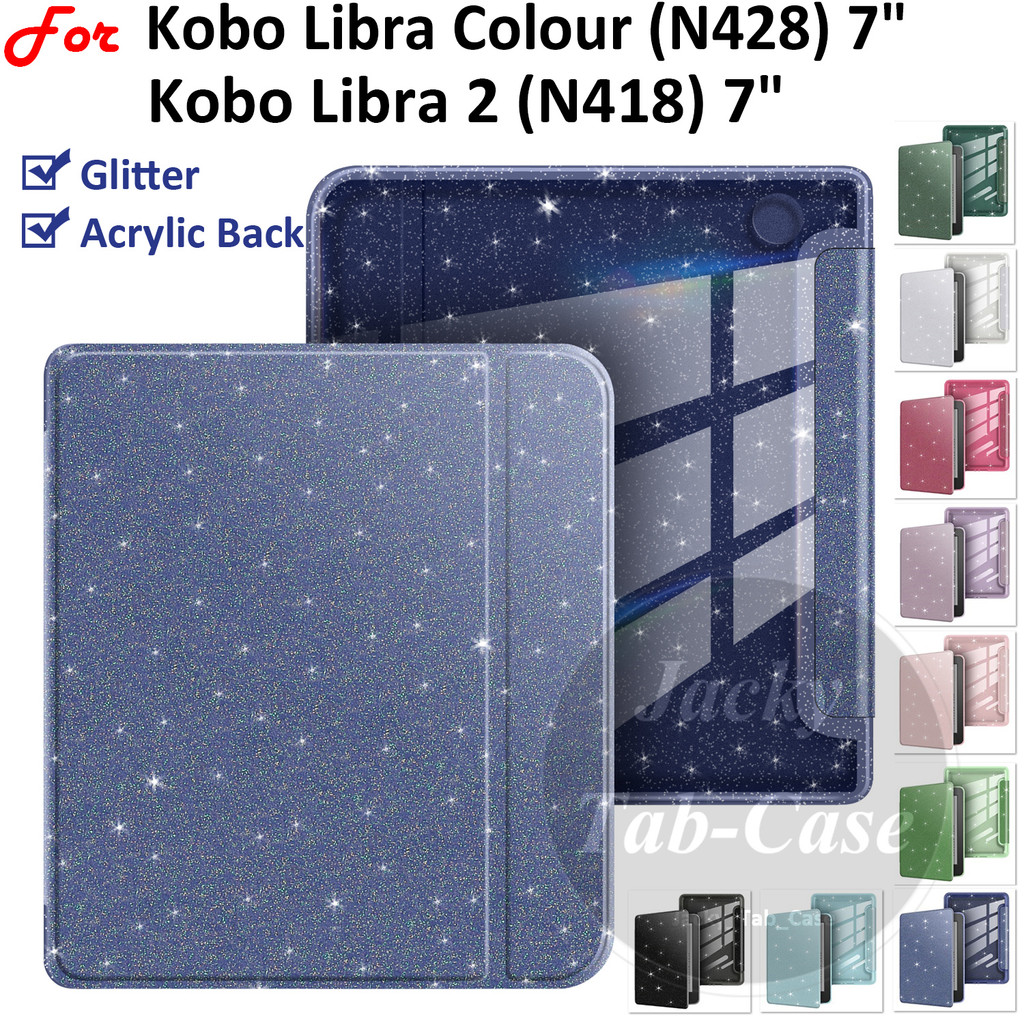 Dành Cho Kobo Thiên Bình Màu 7 inch Libra 2 Libra2 Lấp Lánh Acrylic N418 N428 Flip Cover Với Giấc Ng