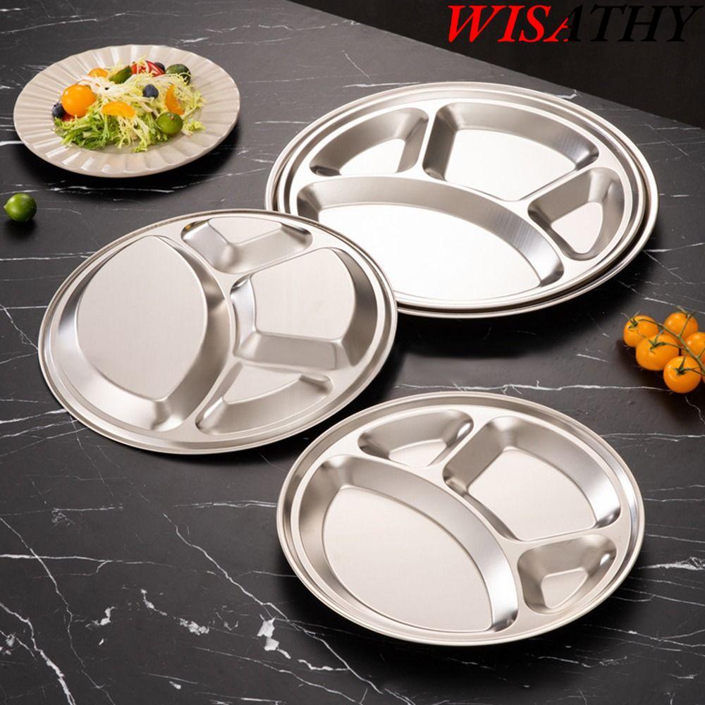 WISATHY 1 Đĩa Khay, Khay Phục Vụ Thực Phẩm Roti Canai Inox, Bền 26 / 28 / 30 / 32 / 35cm Cửa Hàng Th