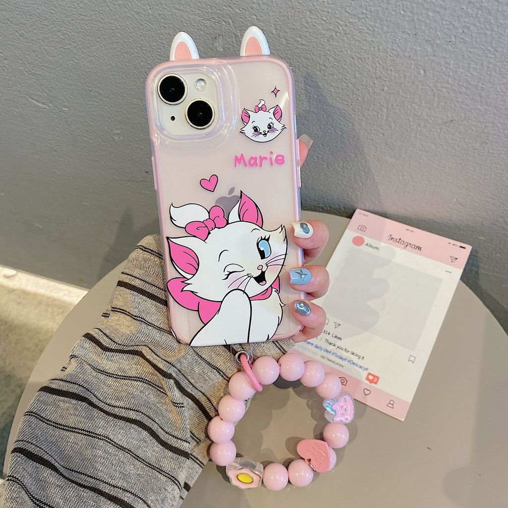 Mèo Đáng Yêu Màu Hồng Thích Hợp Cho Apple 16pm Ốp Lưng Điện Thoại 15Pro Dễ Thương Simple Jelly 14 13