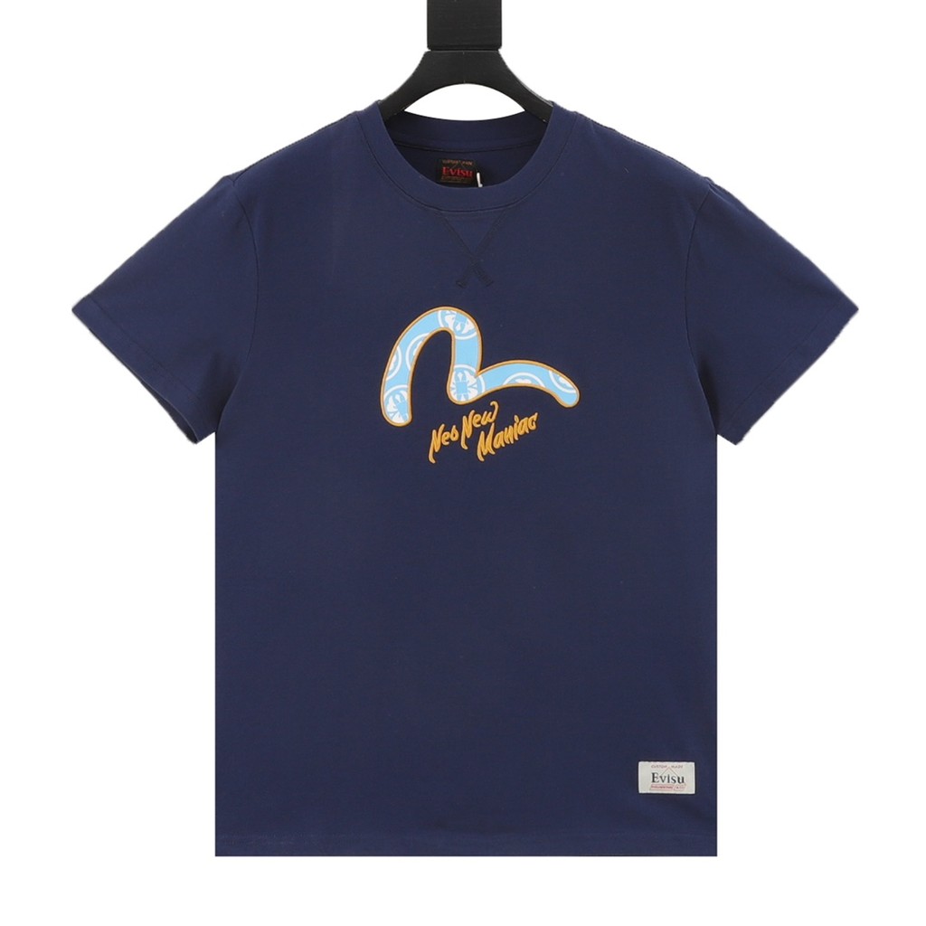 Evisu Evisu 2026 Cổ Tròn Cổ Điển Áo Thun Tay Ngắn Nam Nữ Phong Cách Chui Đầu Mùa Thu 2025 Đi Lại Cổ 