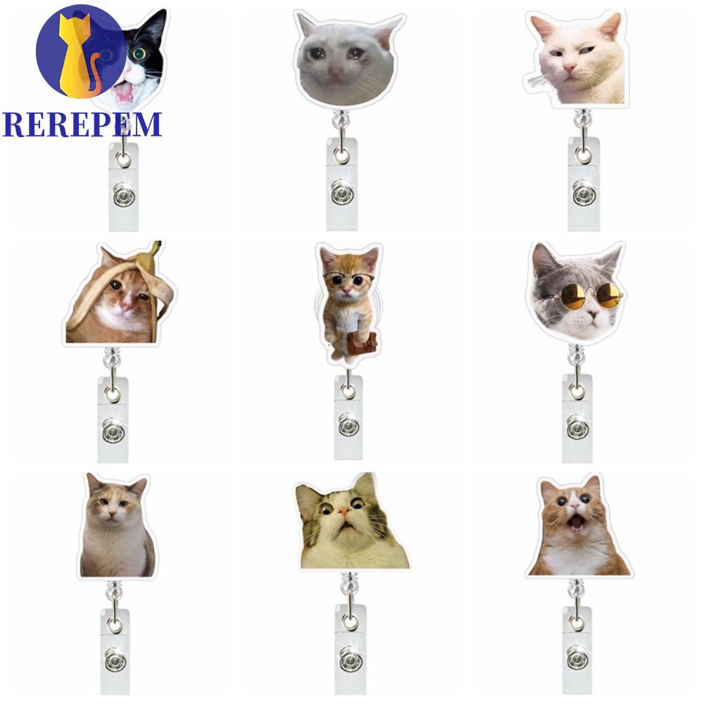 MARTIN1 Nurse Badge Reel, Funny Cat Kitten Animal ID Card Holder, Thẻ làm việc dễ thương Acrylic Cat
