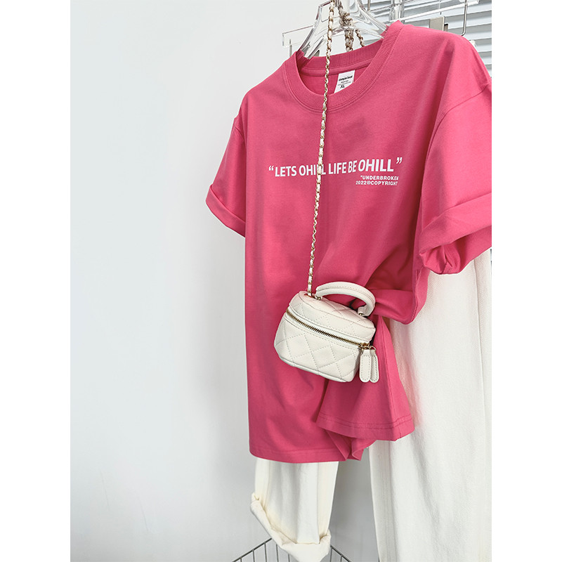 Hàng Châu Âu 2026 Nữ Magenta Áo Thun Nữ Tay Ngắn Nữ Phong Cách Mới Rời Mỏng Hơn Nhìn Phù Hợp Với Cot
