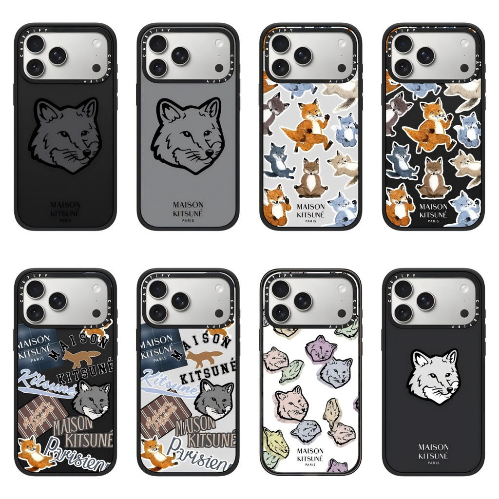 Ốp điện thoại Maison Kitsune Fox từ tính, màu đen mờ cho iPhone 18 17 16 15 14 13 Pro Max, Vỏ cứng