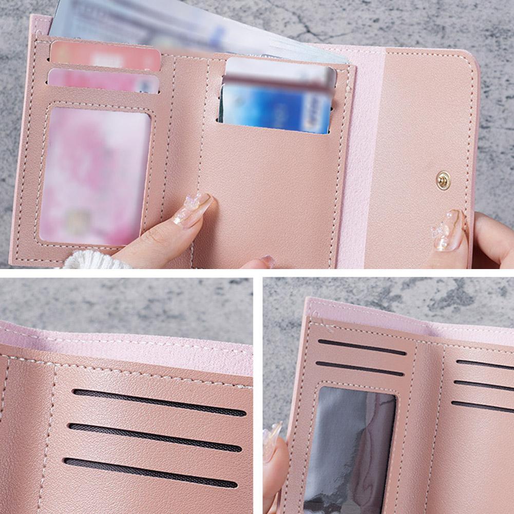 Ví Ngắn Nữ Đơn Giản Màu Trơn Ví Đựng Tiền Xu Ví Đa Năng Ví O4e4