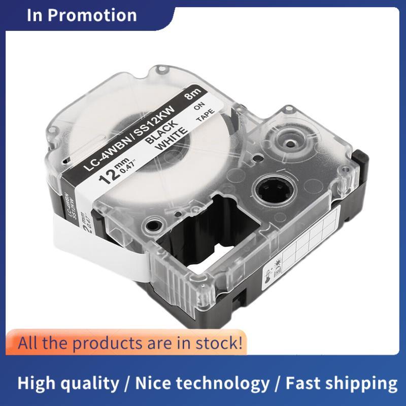 5 Gói Thay Thế -4WBN LC-4WBN9 (SS12KW) Băng Nhãn Cho LabelWorks LW300 LW400 LW500 LW700 Đen Trên Trắ