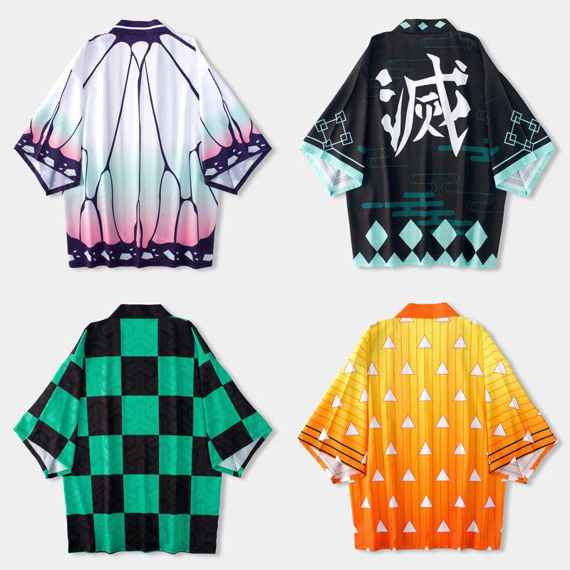 Anime Haori Demon Slayer Blade Tanjiro Hàng Hóa Cùng Phong Cách COS Áo Khoác Hai Chiều Mùa Hè Chống 