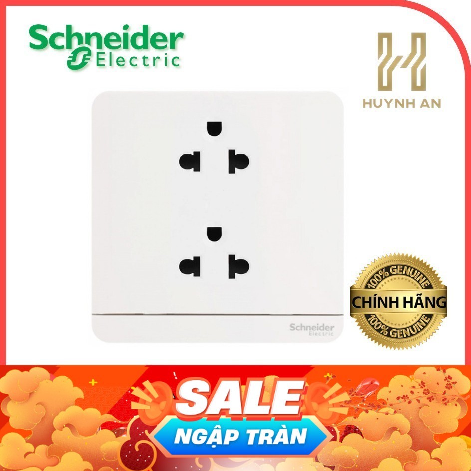 (SE) Bộ ổ cắm đôi 3 chấu vuông 16A dòng AvatarON - Schneider Electric - E83426UES2_WE_G19 E83426UES2