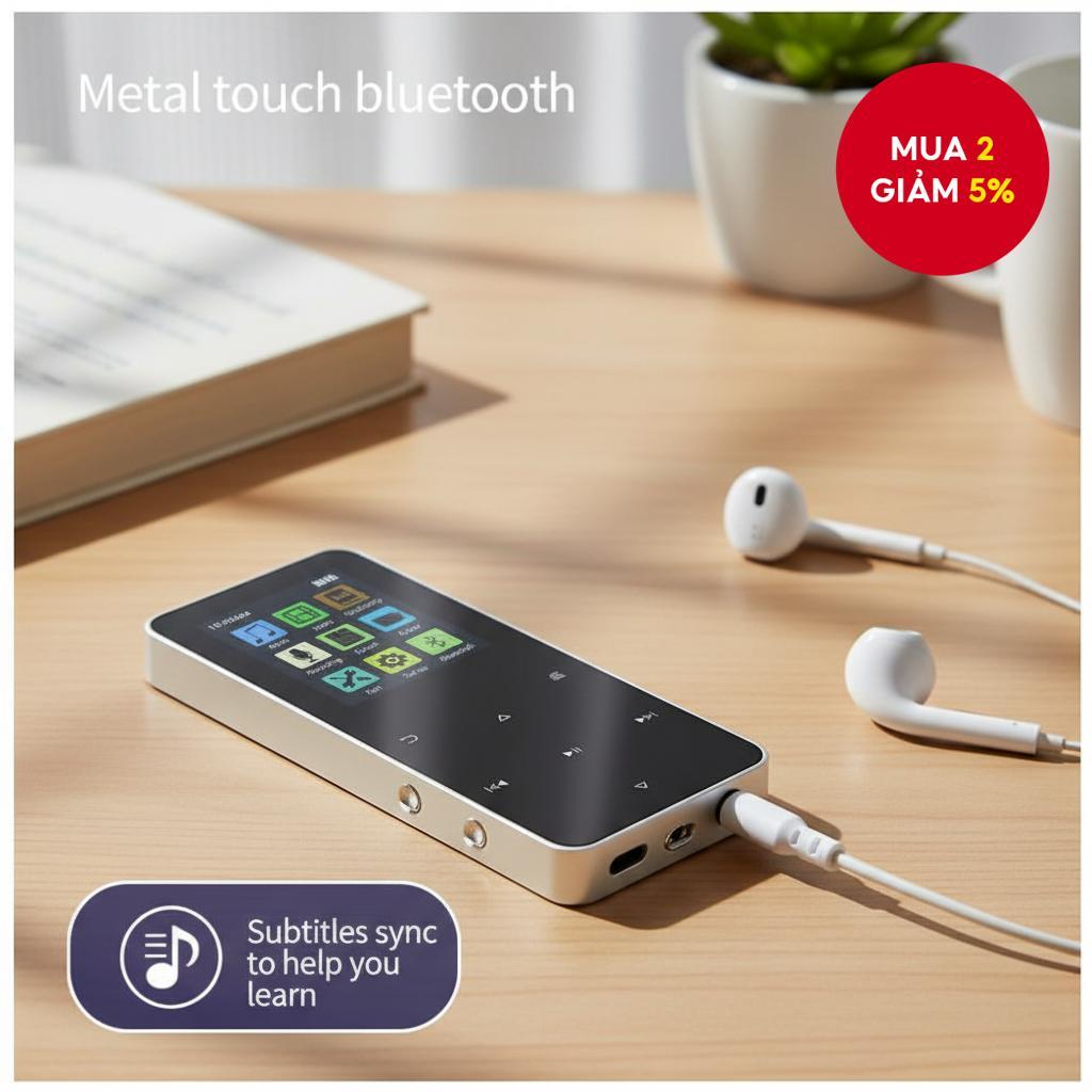 Máy nghe nhạc MP3 MP4 Walkman Bluetooth màn hình cảm ứng 2024, máy nghe nhạc MP3 di động cho học sin