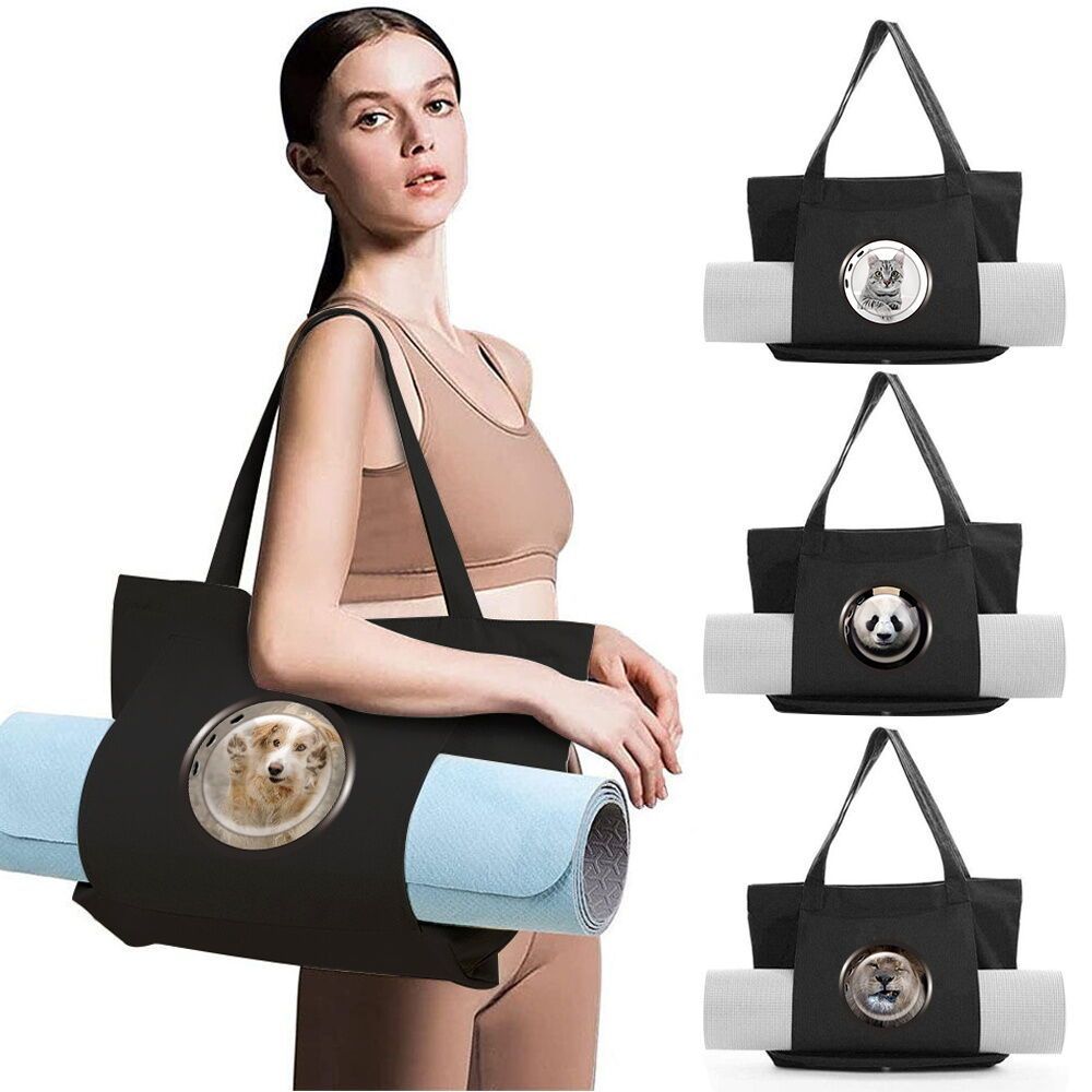 Yoga Bag Shoulder Bag Multiple Layers Gym Bag High Capacity with Yoga Mat Holder Window Series