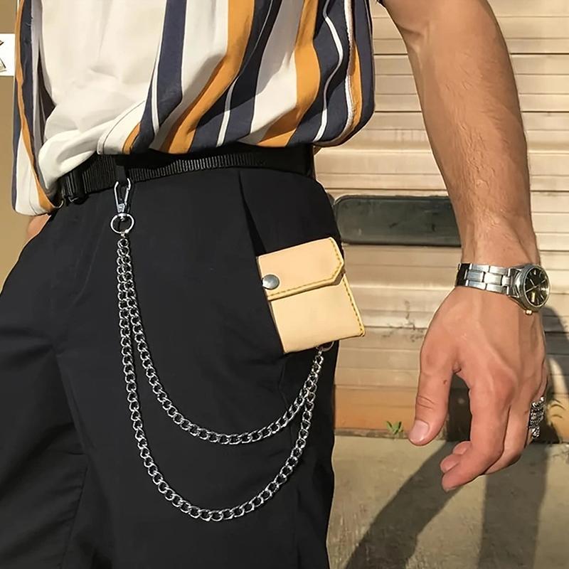 MACTEAM 2 / 3 Lớp Punk Hip-hop Dây Kim Loại Dài Dây Xích Quần Thời Trang Quần Eo Dây Xích Kim Loại M