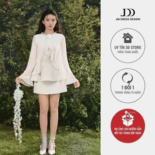  Áo Sơ Mi Cổ Bèo Mullet Nữ Tay Dài Bèo Tầng Thanh Lịch 2S26.2508CF - Áo Công Sở Nữ Chiffon Dự Tiệc Đi Chơi Thiết Kế JM 