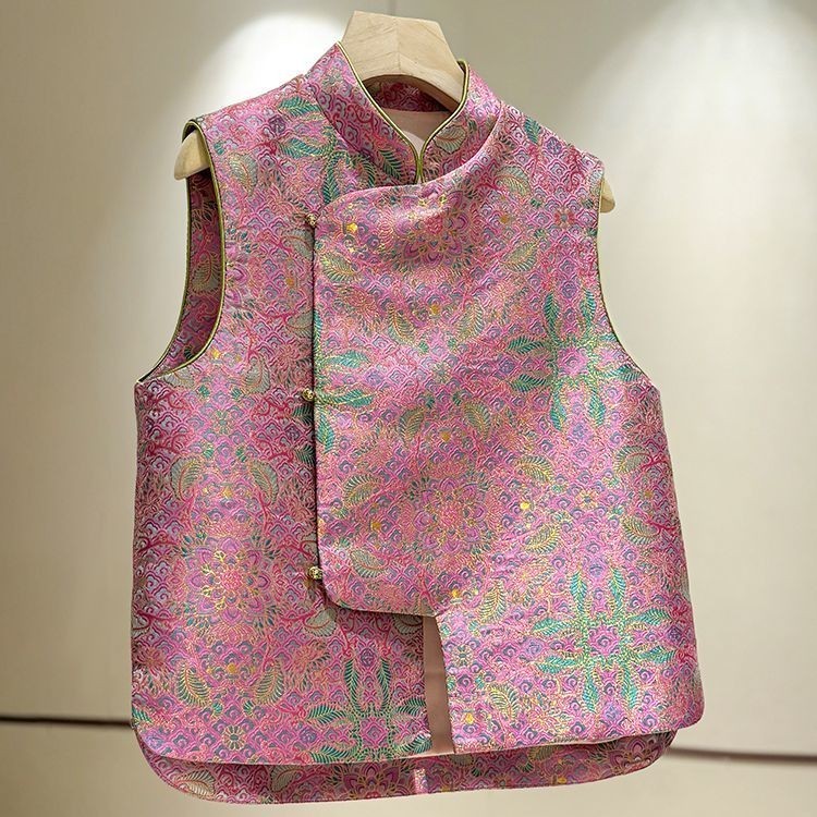 Áo vest nữ phong cách jacquard satin jacquard