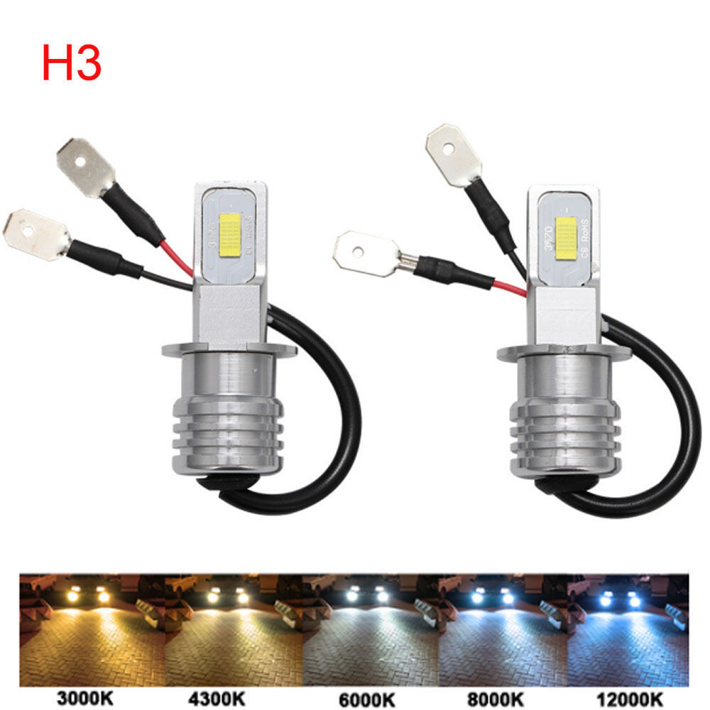 2 Chiếc H3 LED Bóng Đèn Pha LED H3 Đèn Sương Mù Ô Tô 1: 1 Kích Thước Bản Sao Thay Thế Đèn Halogen 80