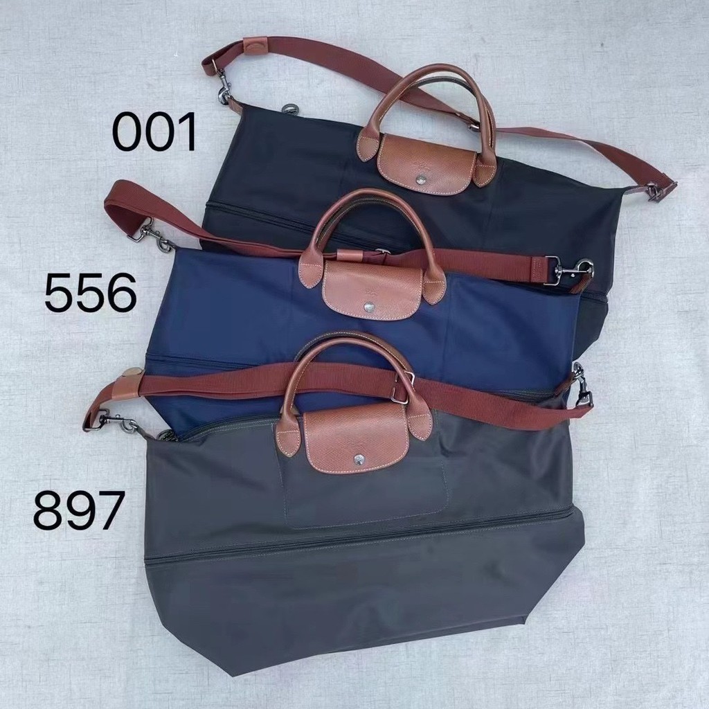 Lon* Large Lightweight Travel Bag Nylon Fabric with Leather Handle Travel Bag Unisex Travel Bag