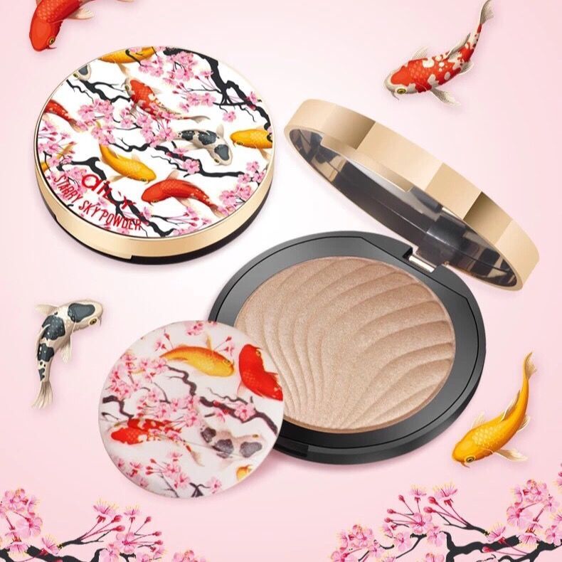 New Product#AILY Contour Powder Compact Makeup Student Edition Concealer Floral Koi Silky Powder Com