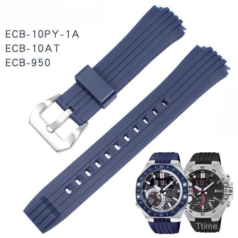 Dây đeo silicon 20mm cho ECB-10YP ECB-10YPB ECB-950 Dây đeo đồng hồ thay thế màu xanh mềm bằng cao s