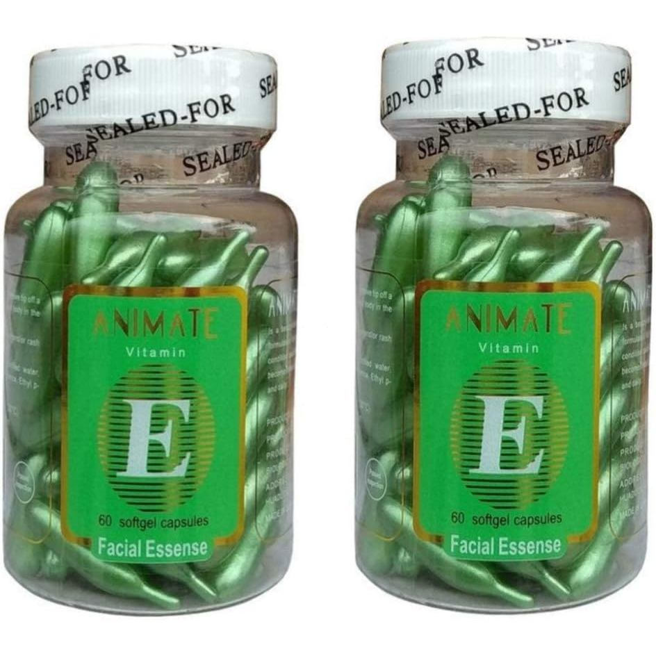 Verem Animate Vitamin E 60 Viên Mềm Tinh Chất Mặt Kết Hợp Nhiều Màu Gói 2 Miếng