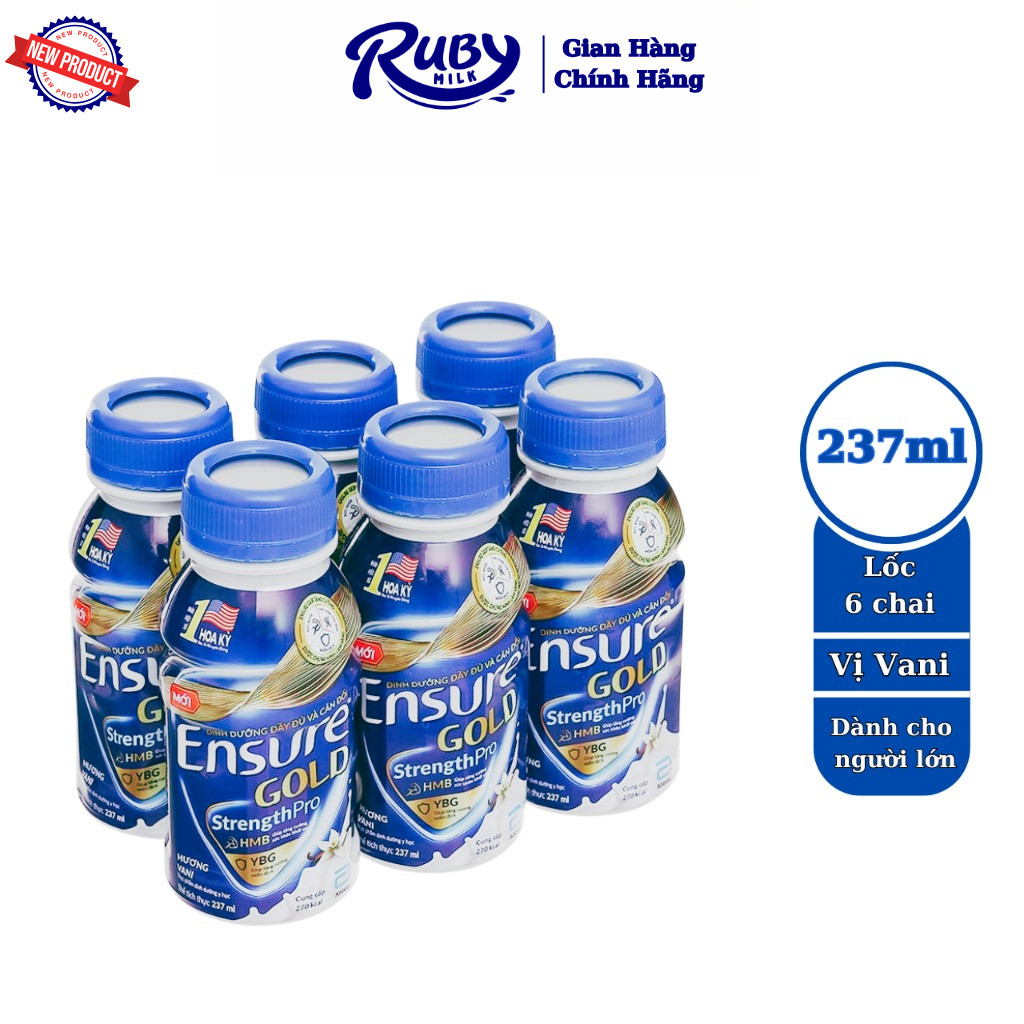 Lốc 6 chai Ensure Gold 237ml/chai phiên bản mới