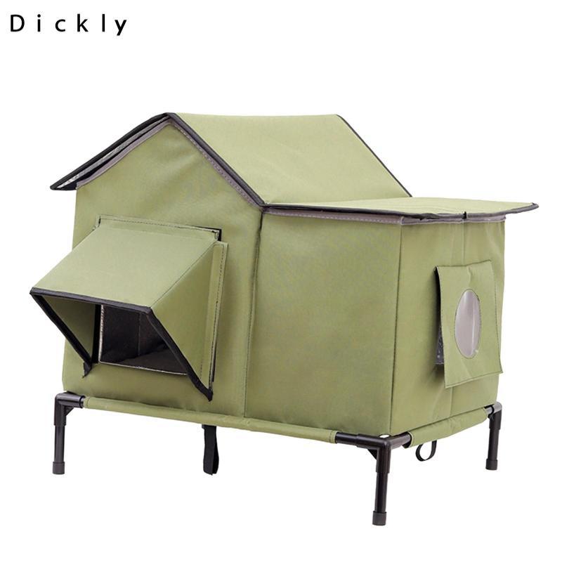 Dickly Outdoor Cat House Dog House Bảo vệ chống lạnh Thời tiết Mèo Nơi trú ẩn chống nước cho vườn hi