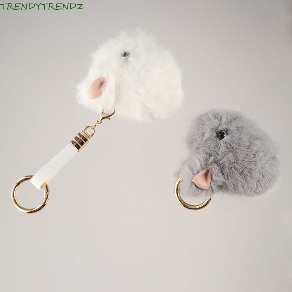 TRENDYTRENDZ Bunny Fur Hairball Móc khóa, Ball Rex Rabbit Fur Rabbit Rabbit Móc khóa sang trọng, Min