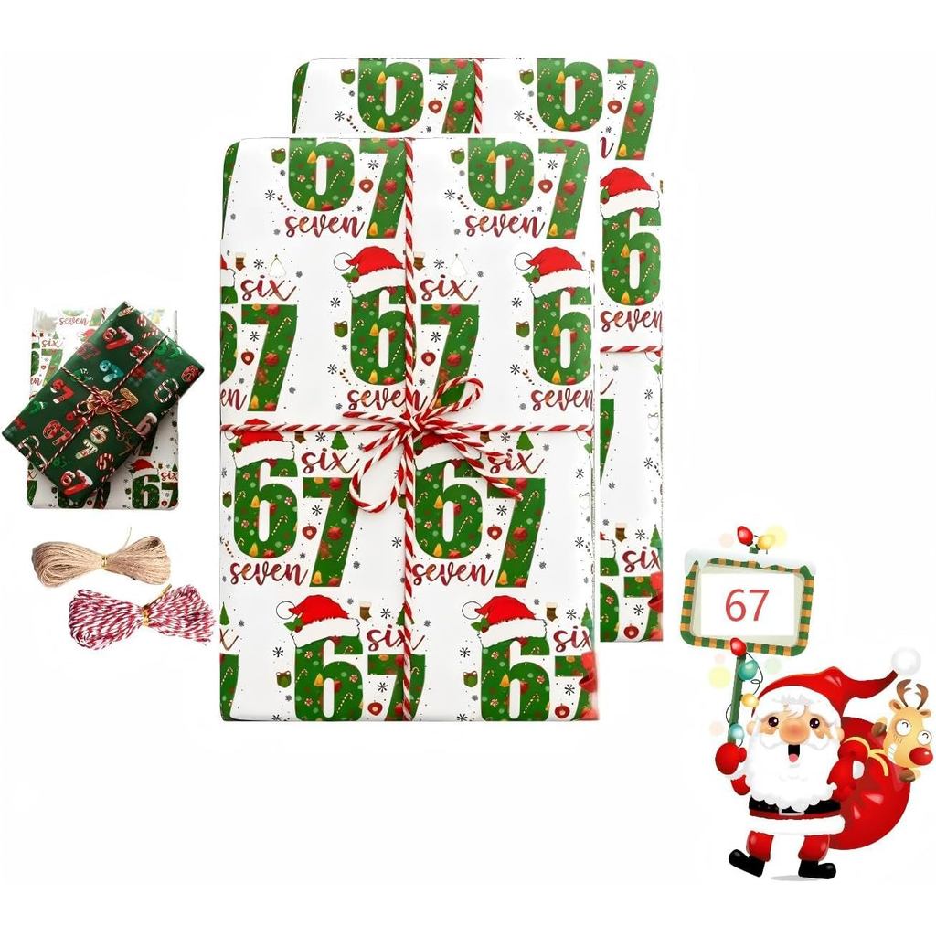 67 Giấy Gói Giáng Sinh 2 Chiếc, 67 Giấy Gói, 6 7 Giấy Gói meme, 67 Meme Vui Vẻ Tuổi Teen Gói Quà Ngà