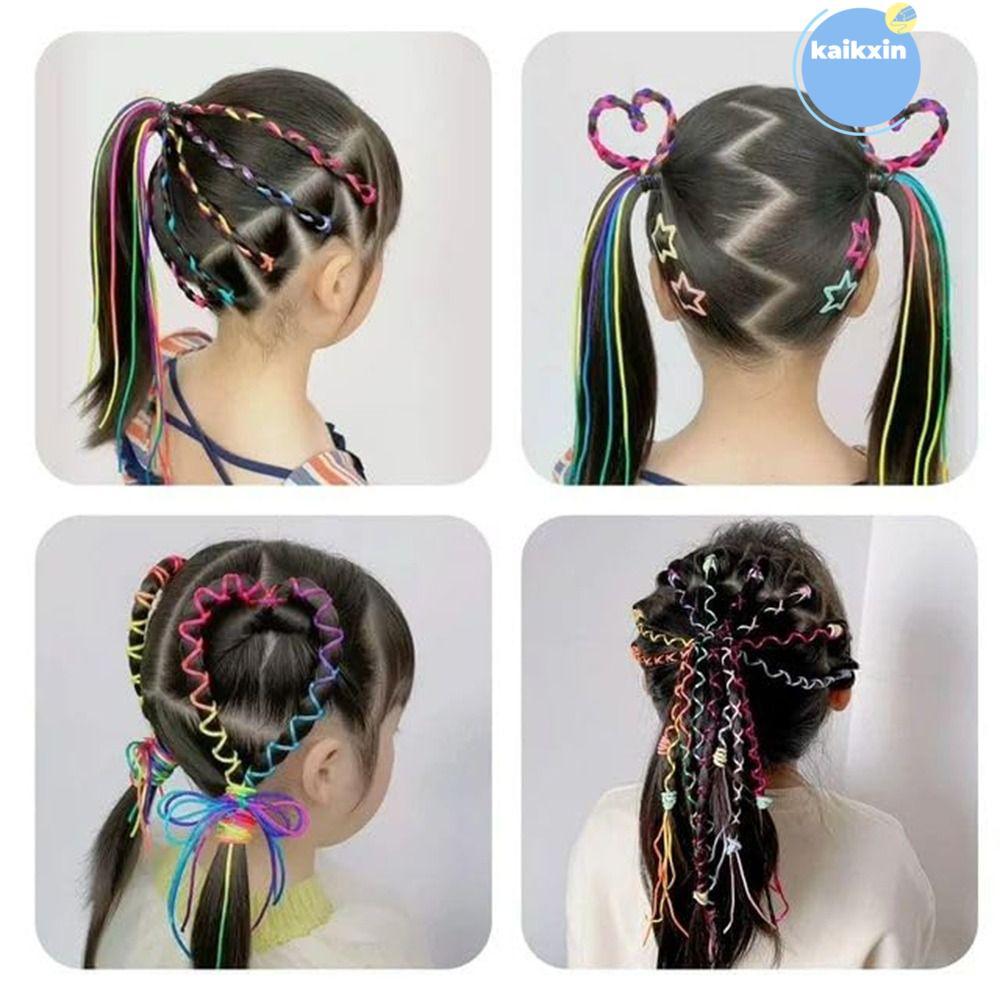COOLSO 16 / 24 / 32 Dây buộc tóc đầy màu sắc, Dây buộc tóc bện cầu vồng, Dây buộc tóc màu Gradient t