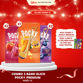  Combo 5 Hộp bánh que Pocky Premium Trái Cây Nghiền Sữa Chua mix vị  2 Việt Quất + 2 Dâu Đào + 1 Xoài Chanh Dây  