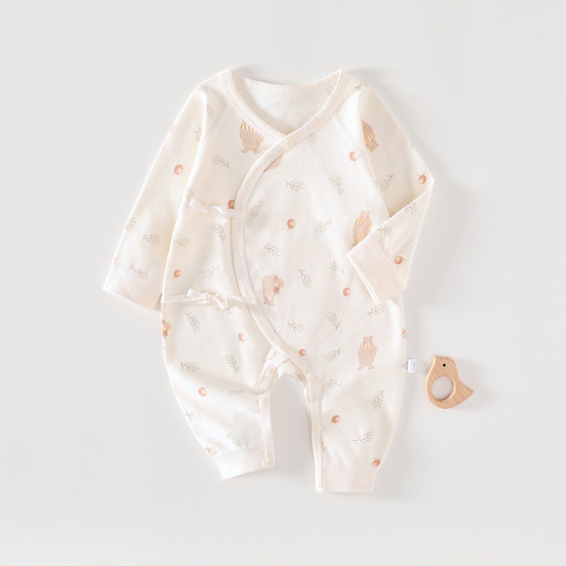 Quần Áo Sơ Sinh Cho Bé Cotton Nguyên Chất Monk Quần Áo Xuân Thu 0-June Sơ Sinh Bé Jumpsuit Liền Quần