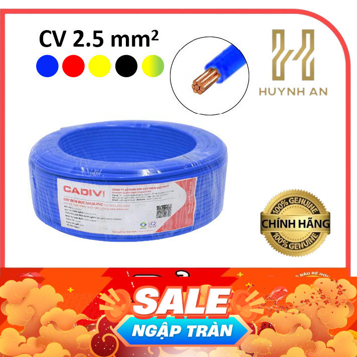 (Lẻ 10 mét) Dây điện Cadivi 2.5 đơn, 7 sợi đồng bên trong CV2.5