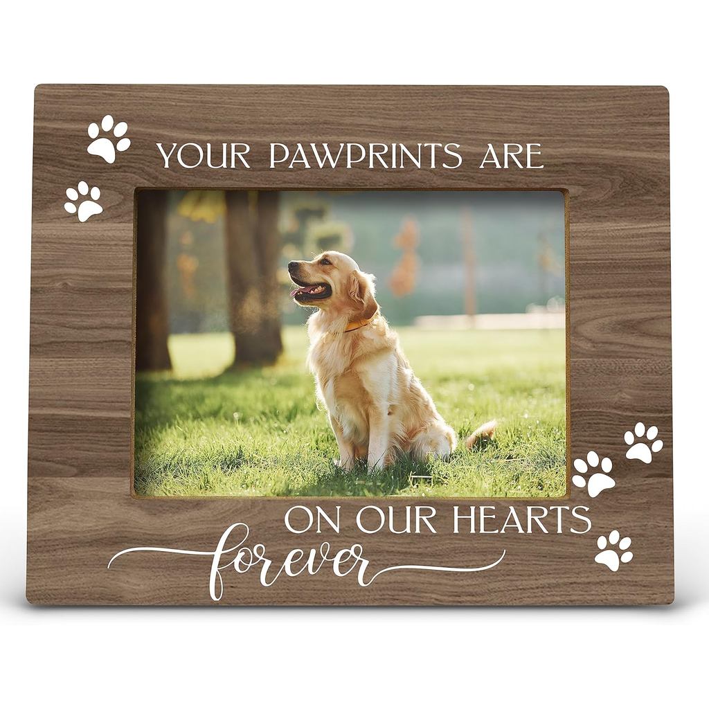 FONDCANDON Your Pawprints are Forever in Our Heart Pet Memory Picture Picture Frame, Pet Dog Cat Mem