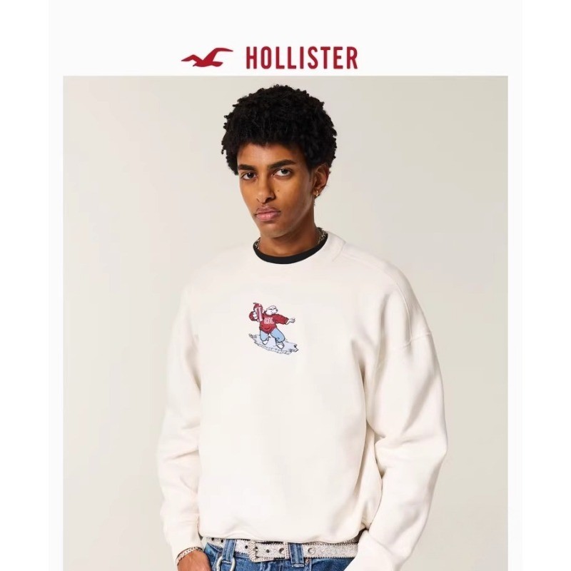 Hollister Hoodie Thu Đông Cho Nam/Nữ, In Hình Gấu, Thiết Kế Ấm