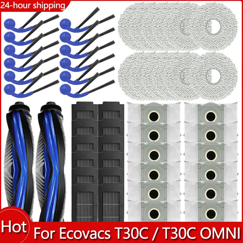 Phù Hợp Cho Ecovacs Deebot T30C / T30C OMNI Phần Con Lăn Chính Bàn Chải Bên Bộ Lọc Cây Lau Nhà Vải T