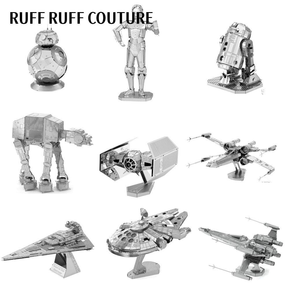 RUFF RUFF COUTURE Star Wars Câu đố kim loại, Millennium BB8 R2D2 Lắp ráp Jigsaw, Quà tặng Đồ chơi AT