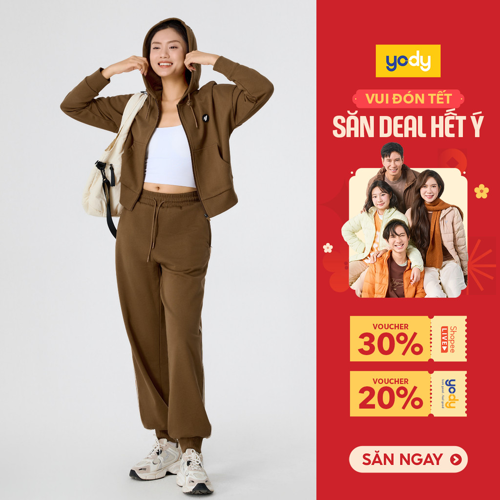 Bộ Đồ Phối Dây Dệt Năng Động Nữ YODY Set Thu Đông Năng Động, Trẻ Trung WCSL25F032