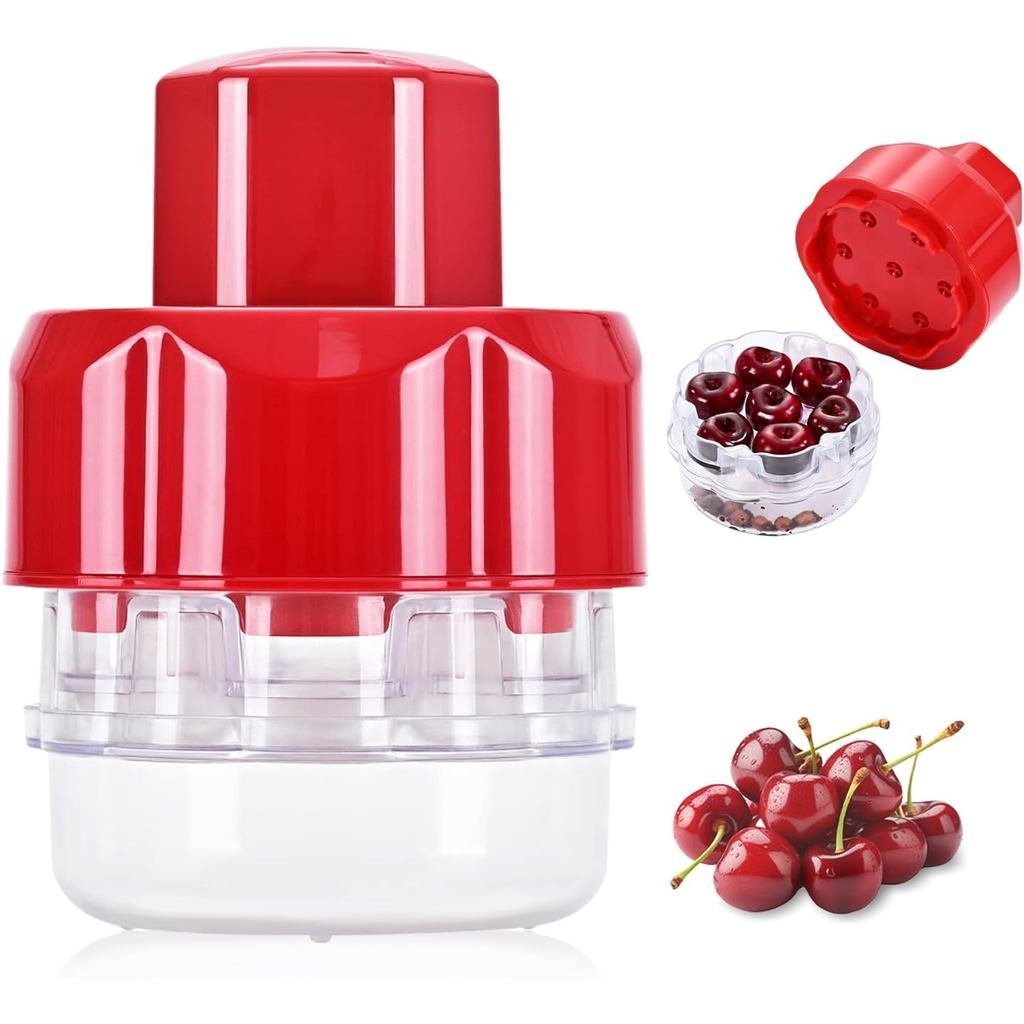 Cherry Pitter Tool, Cherry Seed Pit Remover Quick Push Pull 7 Hole Seeds, Multi-Function Cherry Pitt