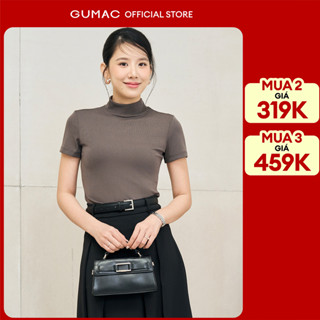   MUA 3 GIÁ 459K  Áo thun nữ GUMAC cổ lọ dáng ôm tay ngắn thun gân co giãn tôn dáng LATE1111 