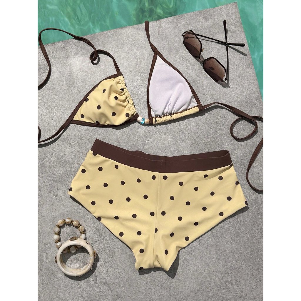 (CÓ SẴN) Bikini nữ 2 mảnh phối quần short vintage tôn dáng ngọt ngào họa tiết chấm bi, đồ bơi nữ che bụng - KÈM ẢNH THẬT | BigBuy360 - bigbuy360.vn
