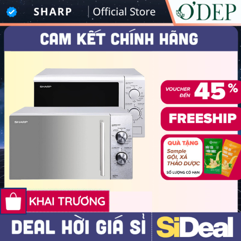 Lò vi sóng có nướng Sharp 20 lít Chính hãng, viba 700W nướng 1000W Microwave núm xoay cơ R-G222VN-S 