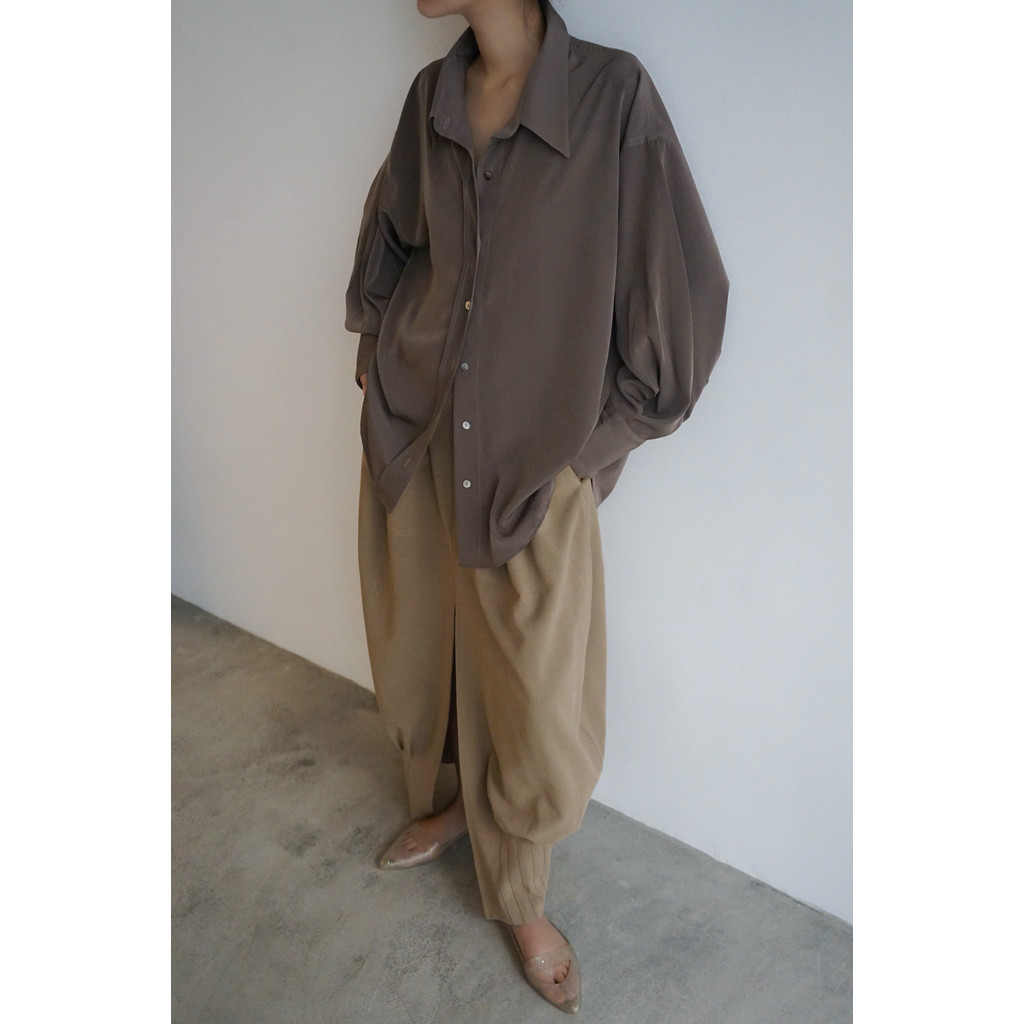 ÁO SƠMI NÂU /ou'ba:d/ dài tay, form rộng oversize basic nam nữ chất vải Lụa Mờ mềm mại S/M