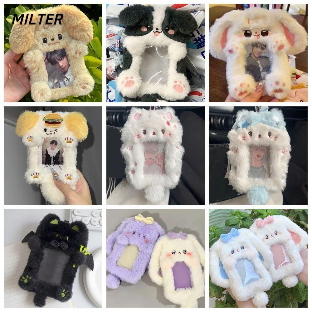 MILTER Photocard, Thỏ / Chó / Mèo Hộp Đựng Thẻ Ảnh Đa Năng, Hoạt Hình Sang Trọng Thỏ Tai To / Border