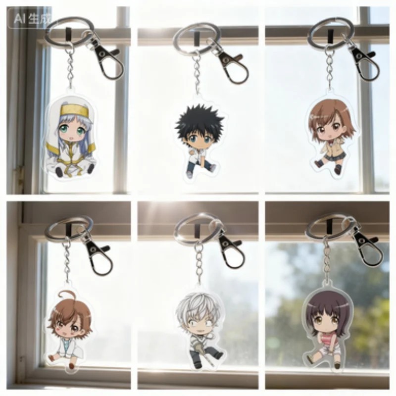Móc khóa Anime Toaru Majutsu no Index Acrylic Misaka Mikoto Index Accelerator Touma chibi trang trí 