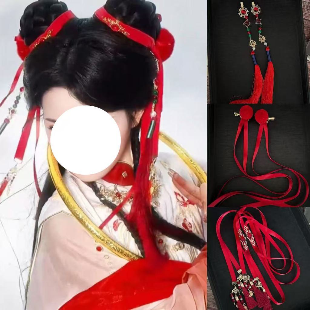 Sản phẩm sẵn sàng - Phụ kiện cosplay cổ Nezha với tua rua và dây buộc tóc đa năng