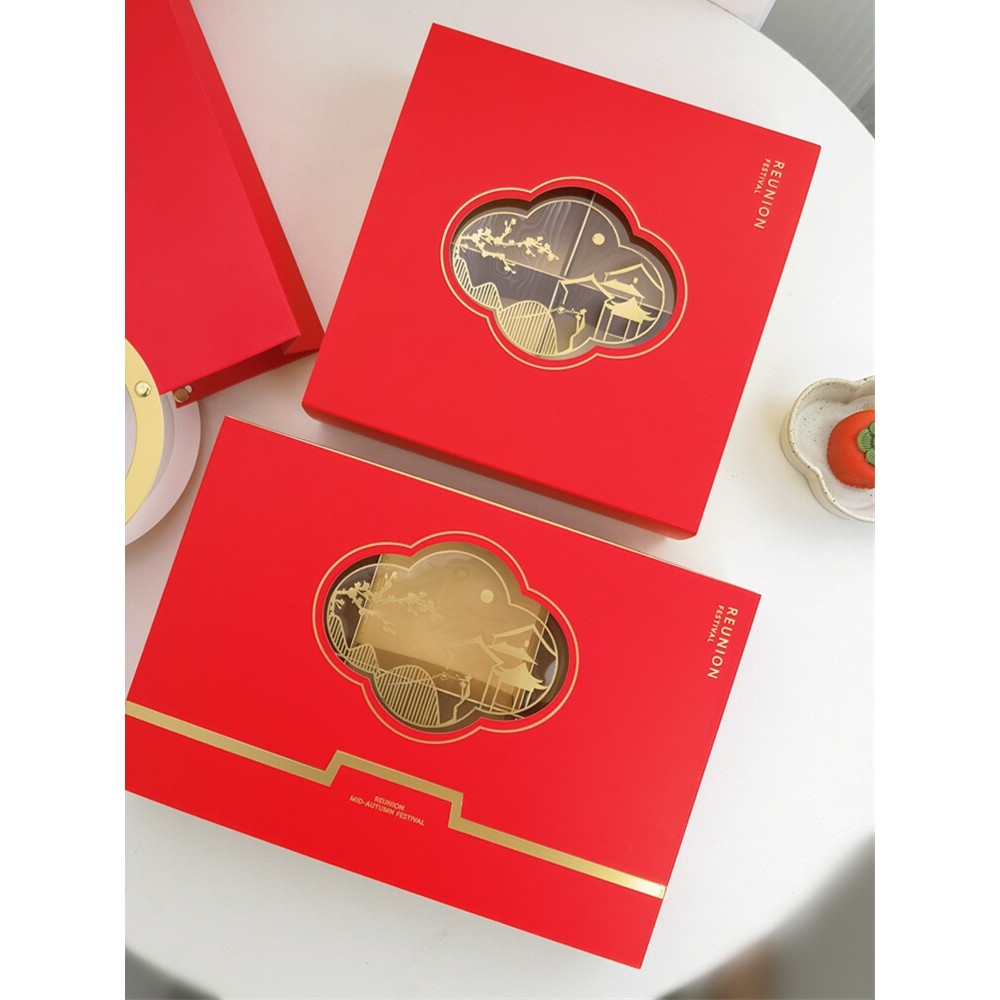 2026 Phong Cách Mới 4 Chiếc 6 Chiếc 80g 100g 125g Da Tuyết Chảy Trái Tim Bánh Trung Thu Bao Bì Hộp Đ