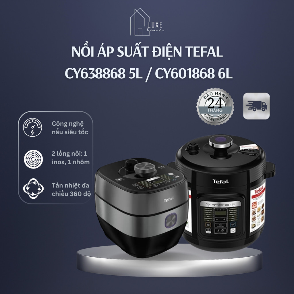 Nồi áp suất điện Tefal CY638868 5L / CY601868 6L - Bảo Hành 24 Tháng