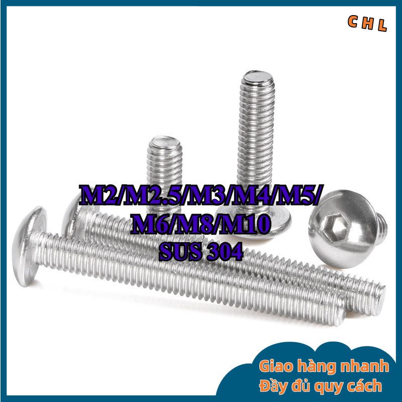 Rustproof 304 Stainless Steel Mushroom Head Hex Socket Screw Truss Head Allen Bolt Corrosion Resista