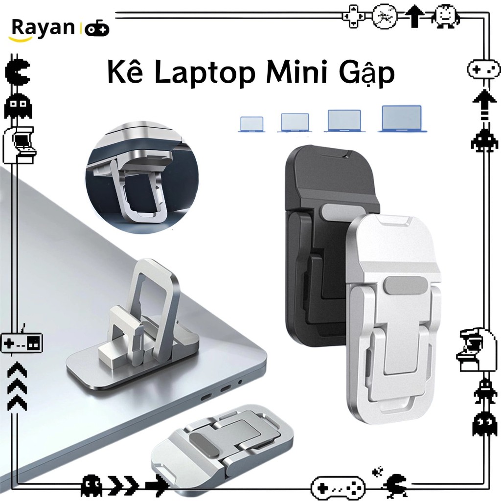 Mini Kê Laptop Gập Hợp Kim Kẽm Giá Đỡ Laptop Chân Đế Laptop 2 Nấc Điều Chỉnh Gọn Nhẹ